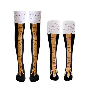 

Crazy Funny Over Knee Chicken Feet Pattern Stockings Chicken Legs Mid-Calf Gift High Stocking Novel Slim Leg Stockings for Women