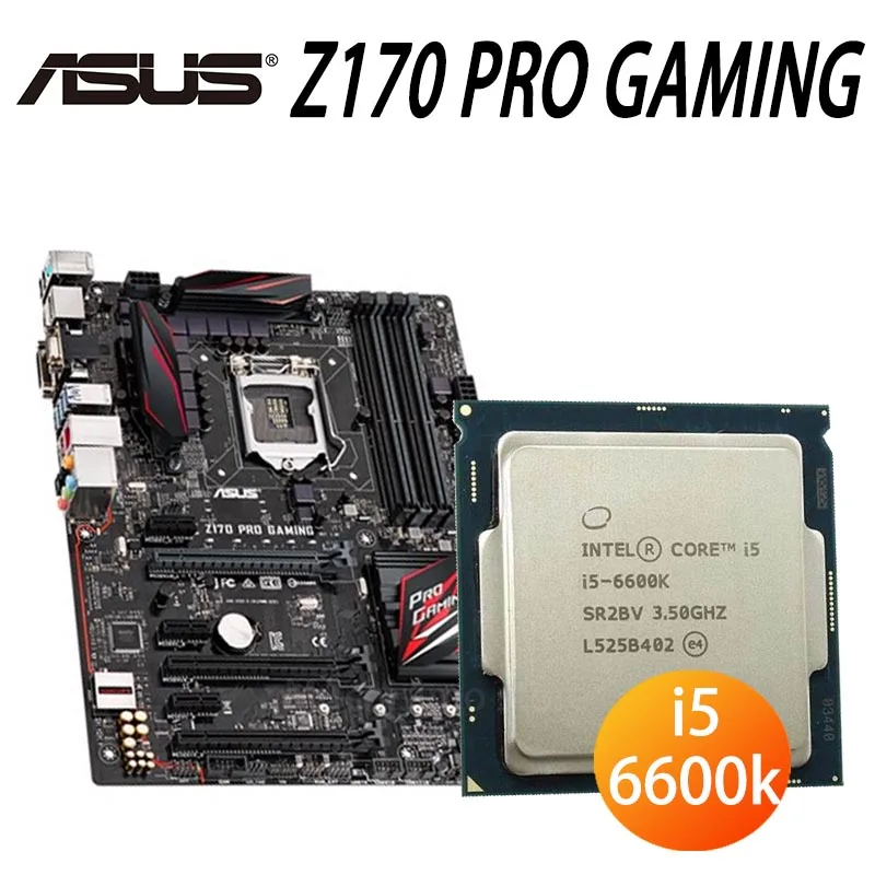 Asus Z170 PRO GAMING + CPU i5 6600K Motherboard Set 3.5GHz 3.9GHz Four Cores DDR4 PCI-E 3.0 M.2 Z170 Placa-Mãe 1151 Used