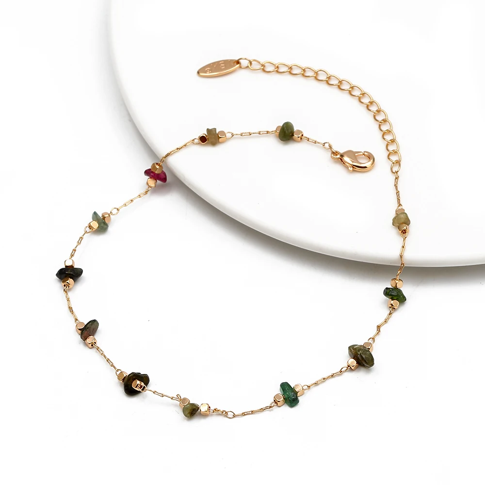 Lucky Eye Natural Stone Anklet Gold Color Leg Foot Chain Beach Ankle Bracelet Adjustable for Women Girls Fashion Jewelry BD92 - Image 3