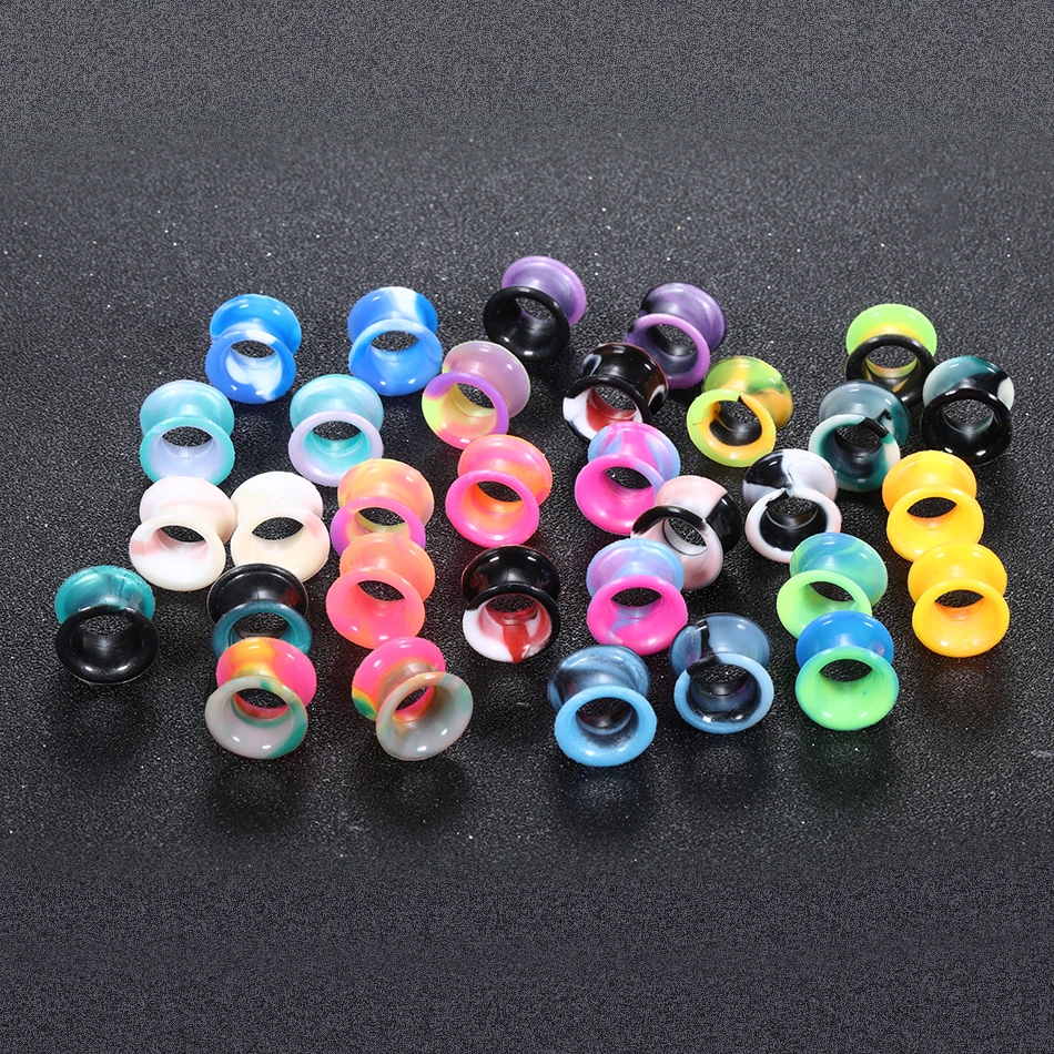 32Pcs/Lot Silicone Ear Gauge Plugs Tunnel Flesh 3-25MM Double Flared Ear Stretcher Expander Earring Piercing Kits Dilations