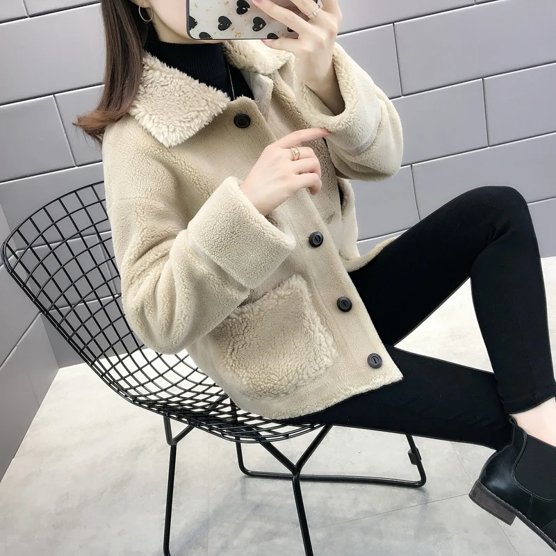 women's clothing winter outerwear coats new Dongkuan Dongdaemun lamb fur coat 1023 - Цвет: Khaki