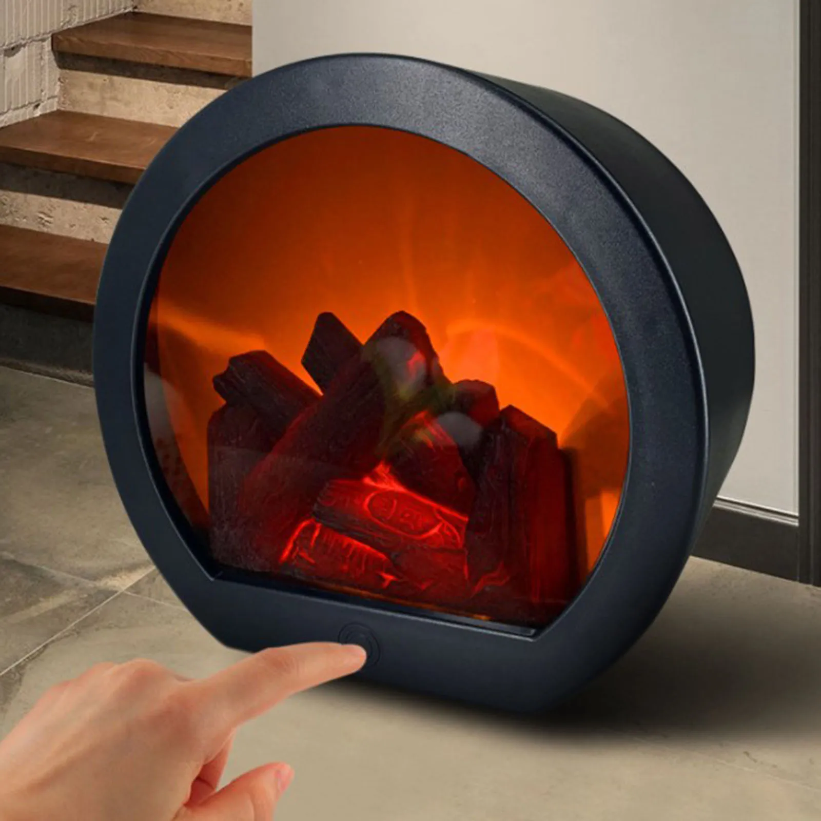 Realistic Flickering Flame LED Light Table Lamp for Yard Indoor Decoration Fireplace Lantern LED Lamps Home Office Decor