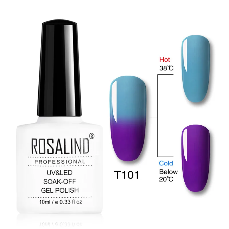 T101 ROSALIND Гель-лак для ногтей 10 мл изменение температуры цвета УФ светодиодный Гель-лак для наращивания ногтей праймер Топ и базовый дизайн ногтей - Цвет: T101