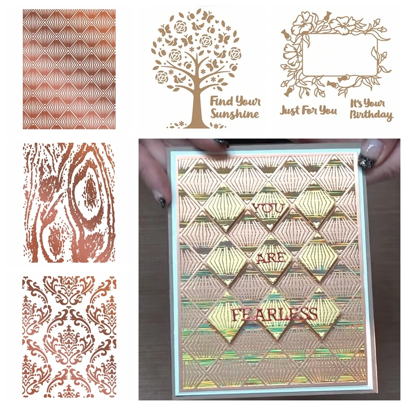 

Rose Tree Background Frame Hot Foil Plates For DIY Scrapbooking Gift Card Making Handcraft Photo Album Embossing 2020