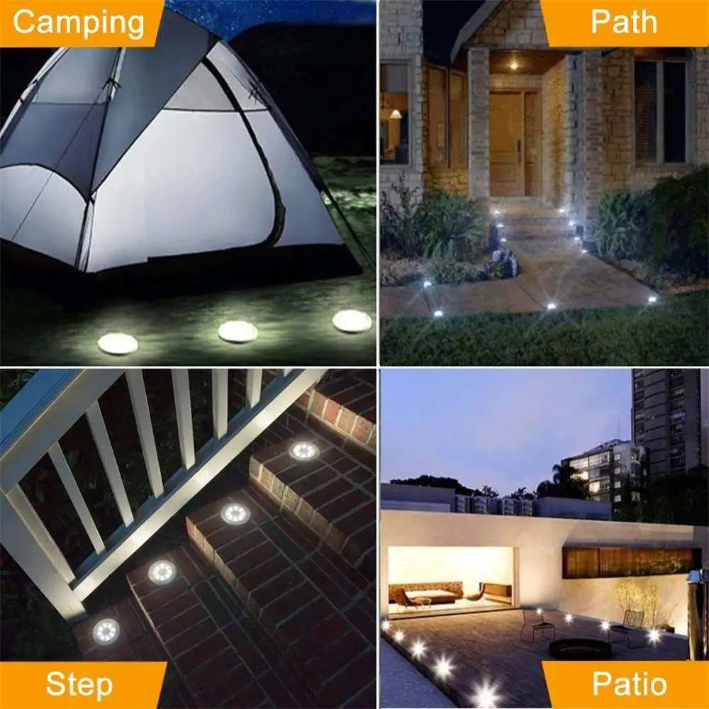 8Pcs Solar Power Buried Stair Light Under Ground Lamp Outdoor Path Way Garden Decorations Floor Lawn Lamp Waterproof Footlight