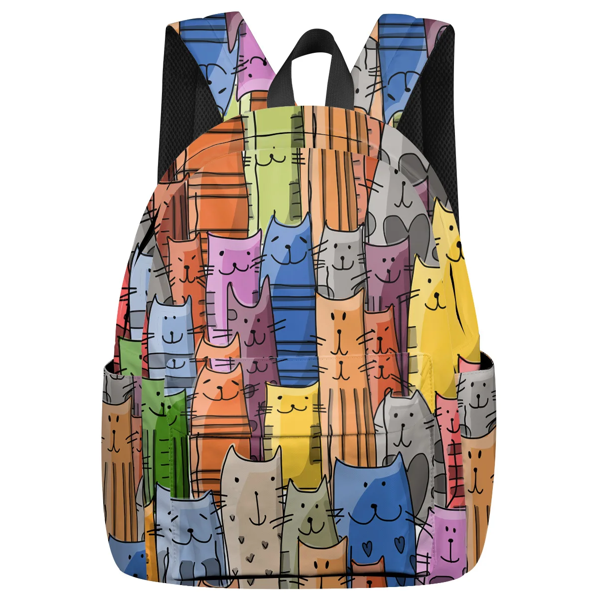 

WHEREISART Cartoon Animal Color Cat Backpacks Night Light Reflective Computer Backpack Outdoor Backpack Sports Backpack
