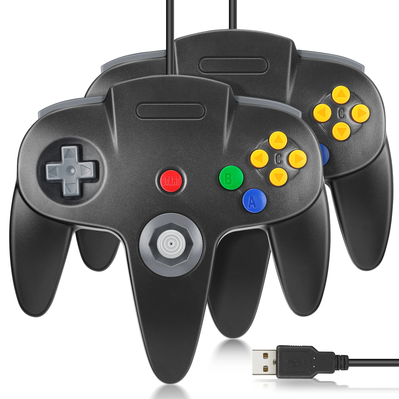 

2 Pack Classic N64 USB Wired Game Stick Joy pad Controller for Windows PC MAC Linux Raspberry Pi 3 Sega Genesis