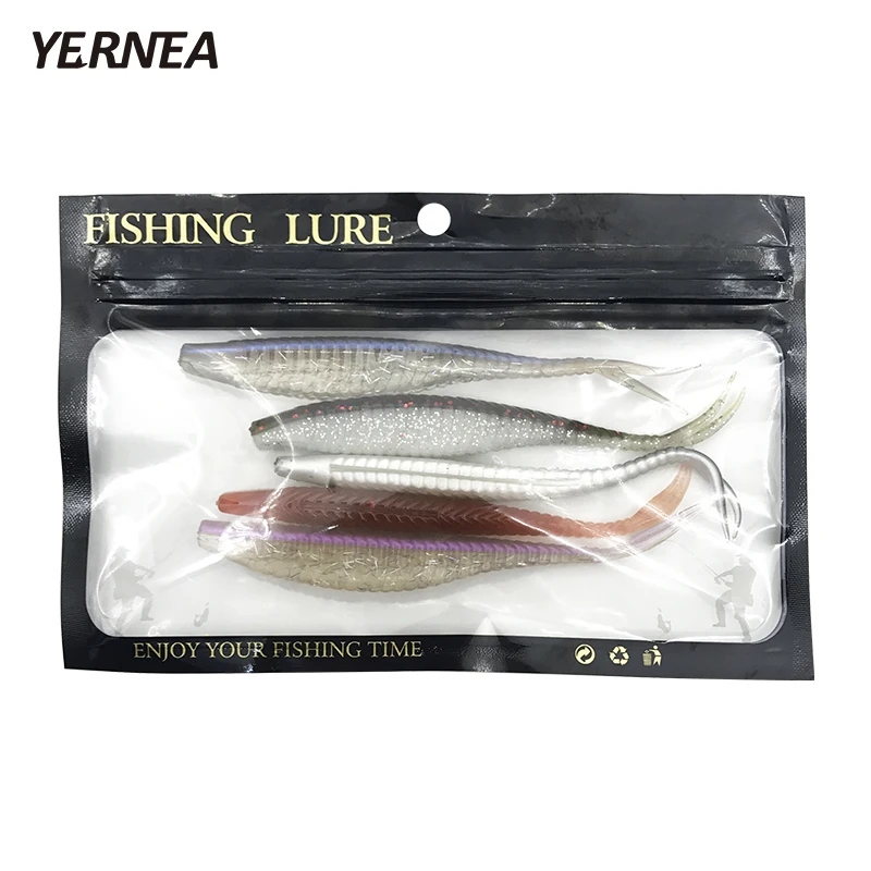 

New 5pcs/lot 6.9 g 13 cm 5 Color Optional Two-color Soft Bait Fishing Lure Manual Silicone Imitation Bionic Road Sub Lure