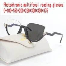 Полурамка кошка прогрессивные фотохромные модные очки для чтения мужчин и женщин цветные мульти-фокус выпускные очки FML