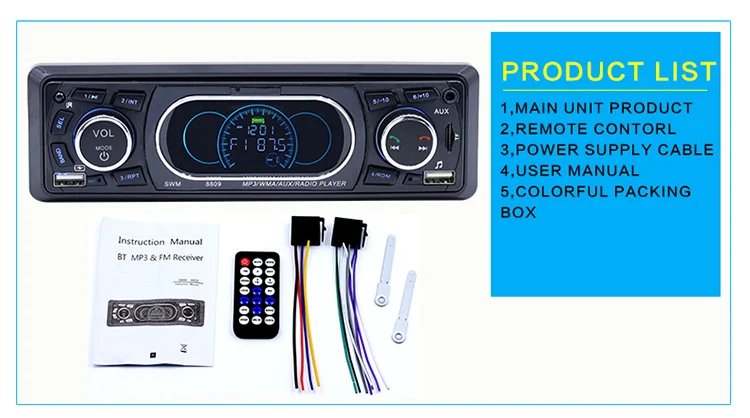 Onever Автомагнитола 1 Din 12 в Bluetooth, автомобильная стерео с ЖК-дисплеем, автомагнитола, FM Aux вход, приемник, USB MP3, 60 Вт X 4, высокая мощность, выход эквалайзера