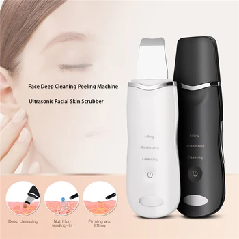 

Rechargeable Ultrasonic Face Skin Scrubber Facial Cleaner Peeling Vibration Blackhead Removal Exfoliating Pore Cleaner Tool