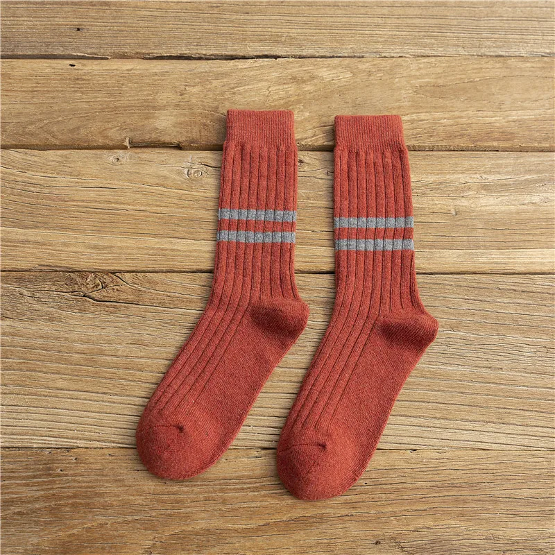 SP& CITY, новинка зимы, женские полосатые шерстяные носки, женские плотные лаконичные однотонные теплые носки, Стильные повседневные носки Joker Sox Original - Цвет: orange