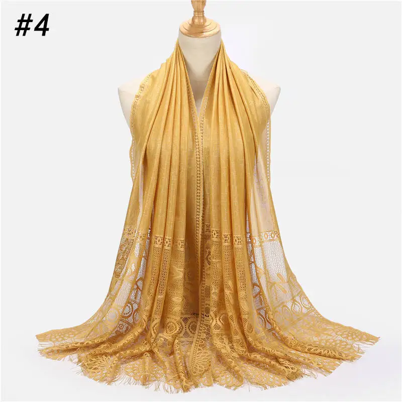 Новый женский модный однотонный хиджаб шифоновый шарф основовязанный головной