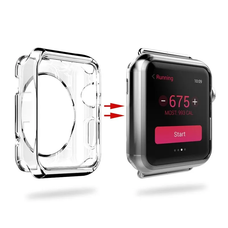 Прозрачные мягкие часы чехол для apple watch 38 мм круглый протектор для iwatch серии 3 2 1 42 мм бампер рамка аксессуары