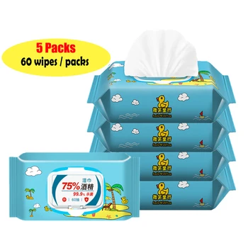 60 шт./упак. 75% спиртовые портативные салфетки для рук одноразовые антибактериальные влажные салфетки антисептические салфетки ручная Чистк...
