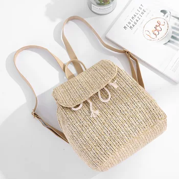 

Summer Bohemian Women Backpack Straw BagsTeenage Girl Quality Backpacks Travel Bags Rucksack