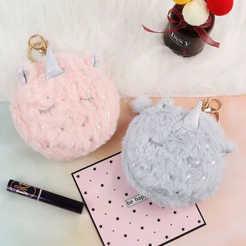 

Plush Unicorn Coin Purse Mini Keychain Pouch Wallets Kawaii Women Coin Bags