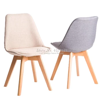 

Modern Nordic Home Dining Chair Minimalist Solid Wood Desk Chair Leisure Chair Fabric To Discuss Chairs