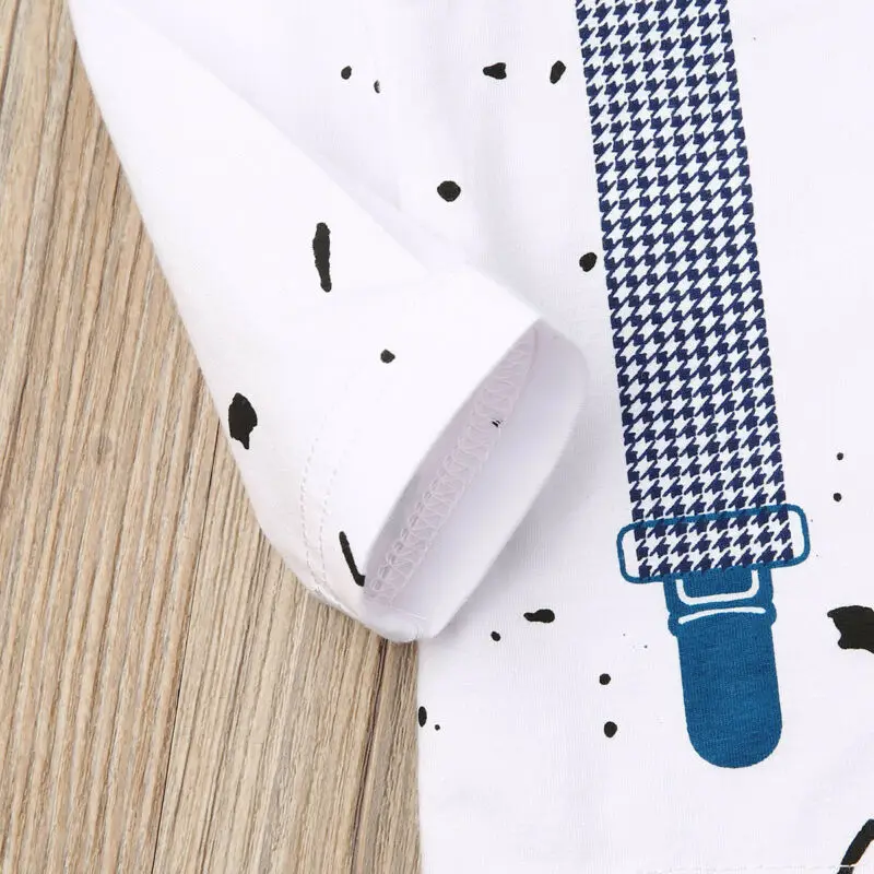 CANIS/Осенняя Одежда для новорожденных мальчиков, одежда для джентльмена, футболка с длинными рукавами и бантом Топ+ клетчатые штаны, комплект одежды