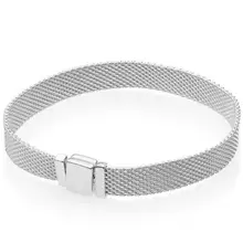 Подлинный 925 пробы серебряный браслет из плетеной сетки, серебряный браслет для браслетов reflexions, подходит для женщин, подвеска из бисера, Diy, модное ювелирное изделие