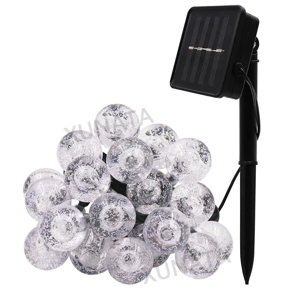 20LED 50LED 100LED строки солнечный светильник с хрустальным шаром Водонепроницаемый Солнечная Фея светильник ing Рождественский светильник для дома и сада праздничного декора - Испускаемый цвет: Белый