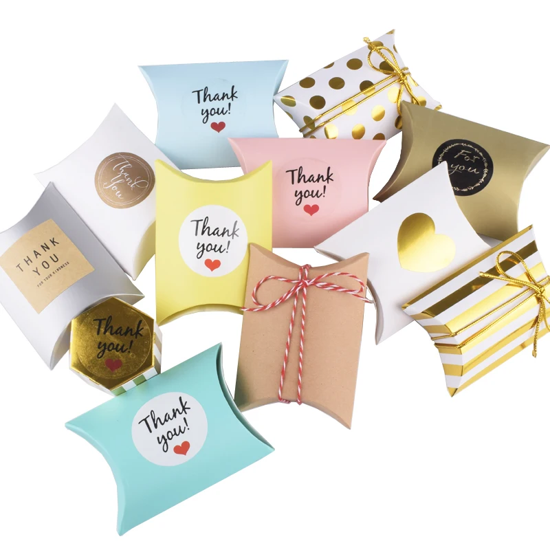 Papier Kraft Candy Boîte Cadeau Taie D'oreiller Box Pour Mariage Fête D