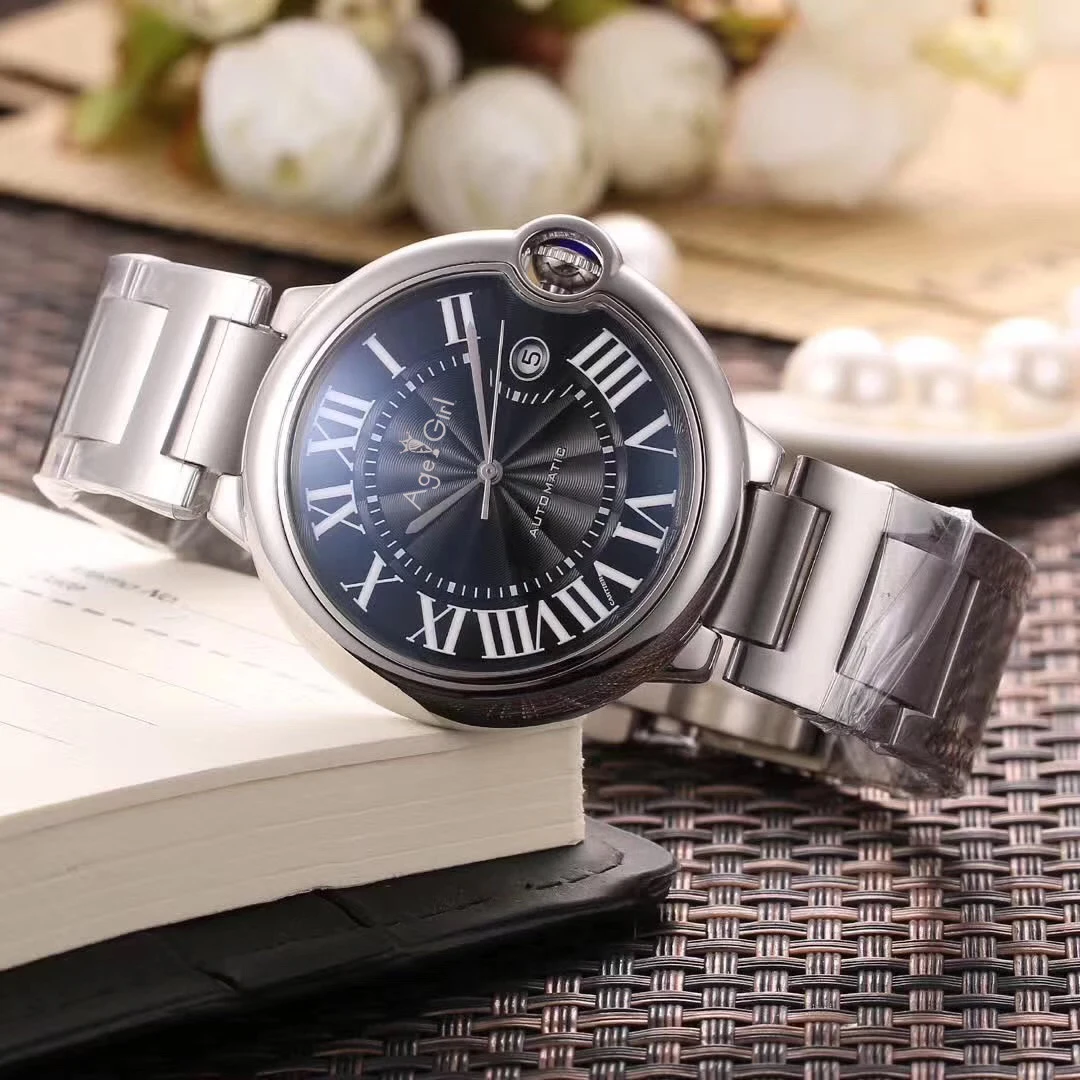 

Luxury Brand New Men Watches Automatic Mechanical Silver Stainless Steel 316L Black Blue White Leather Luminous Sport Watch AAA+