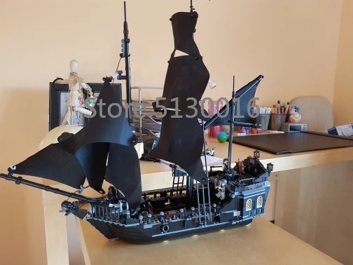 16006 идеи от Black Pearl, с изображением персонажа фильма «Пираты Карибского моря» корабль 804 шт. 4184 модель здания Наборы блоки, кирпичи, обучающие игрушки