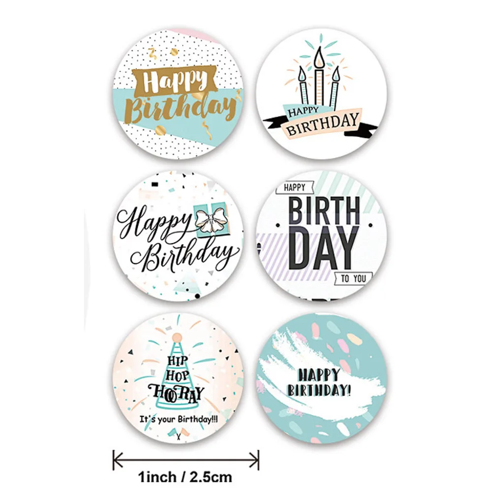 50-500pcs round happy birthday handmad sticker sealing sticker vintage DIY gift stickersdhesive Christmas stationery decorative stickers stationery stickers adhesive stickers