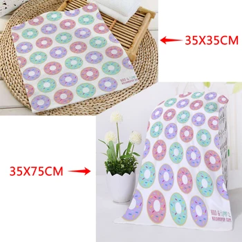 

Hot Custom donuts pattern Printing Towels Square rectangle Towels Size 35x35cm 35x75cm Cotton Face Towel Fabric Custom logo