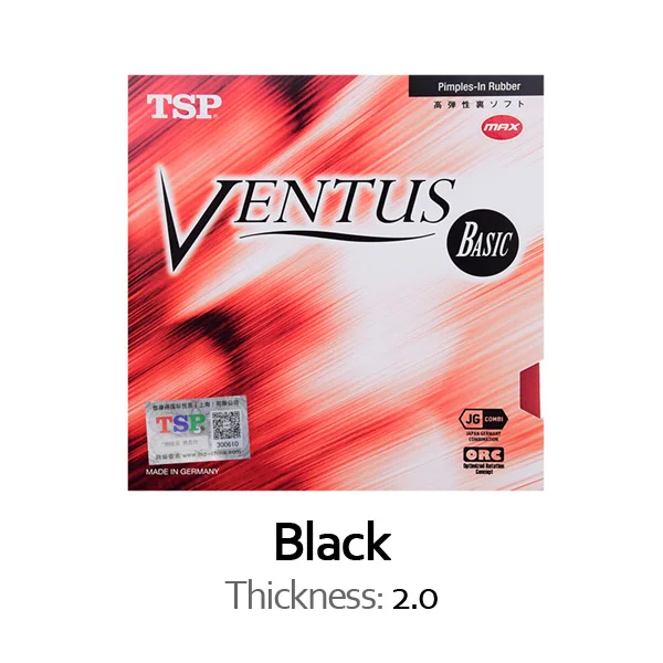 Black 2.0 TSP Ventus Basic TSP резиновый Настольный теннис(сделано в Германии) Pips-in пинг-понг губка - Цвет: Black 2.0