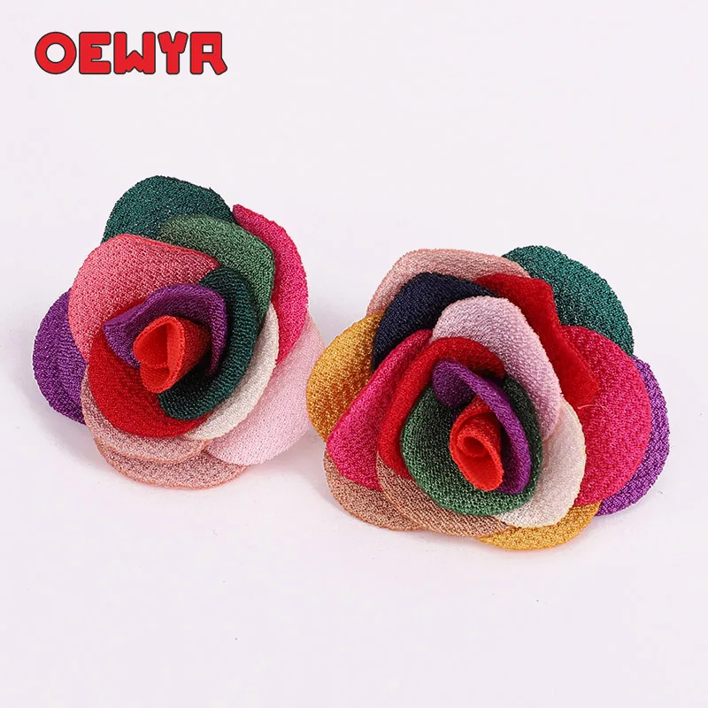 Oewyr, серьги с большим цветком, богемная Мода для женщин, роскошные большие красные необычные серьги, красочные украшения из лепестков, новинка, ZS1031A - Окраска металла: 4