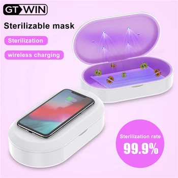 

GTWIN Wireless Charger UV Sterilizer For Mobile Phone Masks Kills 99.9% Germs Disinfecting box Bactericidal Lamp Sanitizer 15W