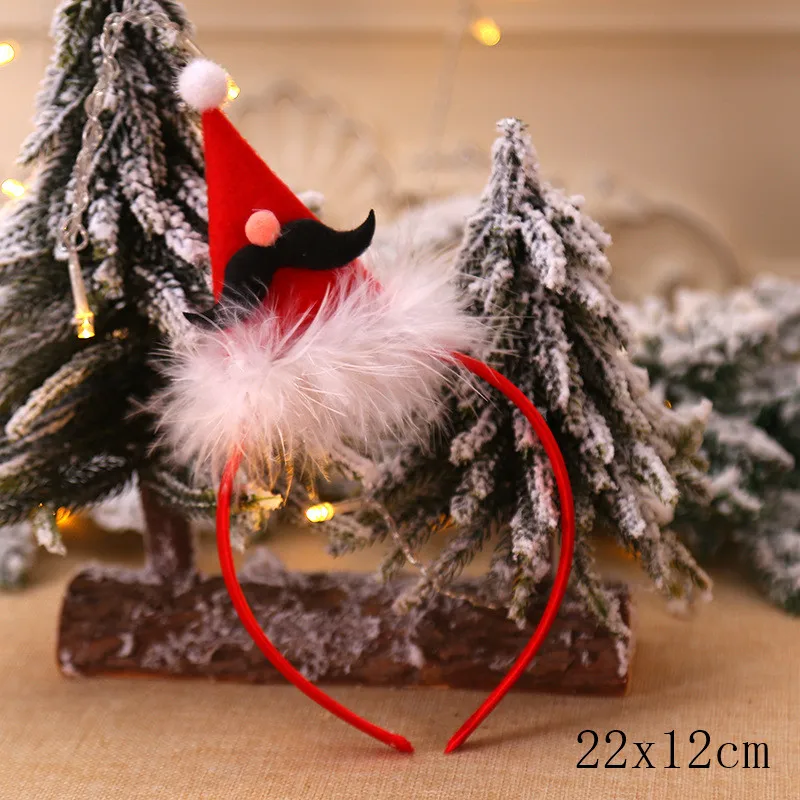 Рождественская повязка на голову, Рождественская елка, повязка на голову, Рождественская шапка Санты вечерние украшения, двойной ремешок для волос, застежка, наголовный обруч, Navidad, год, Noel - Цвет: style16-37-hat beard