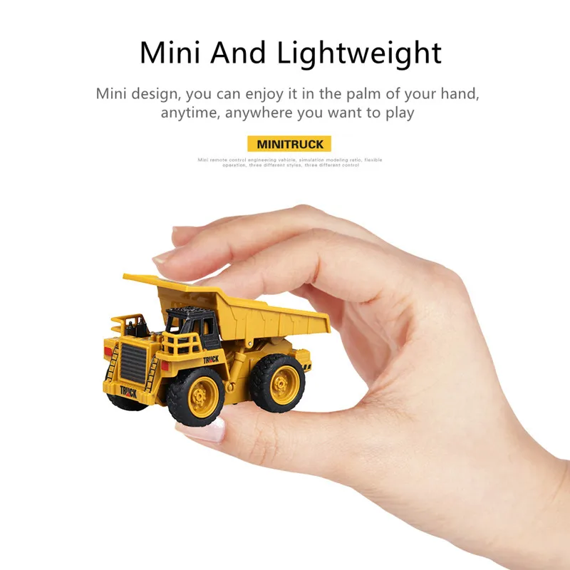 Mini Volume Remote Control Bulldozer Forklift Crane Simulated Rubber Tires Fall-proof Material RC Engineering Truck Kid Toy Gift 5