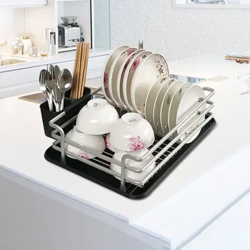 

1 Pc Floor Storage Racks Kitchen Dish Rack Cutlery Display Stand for Kitchen (Silver)