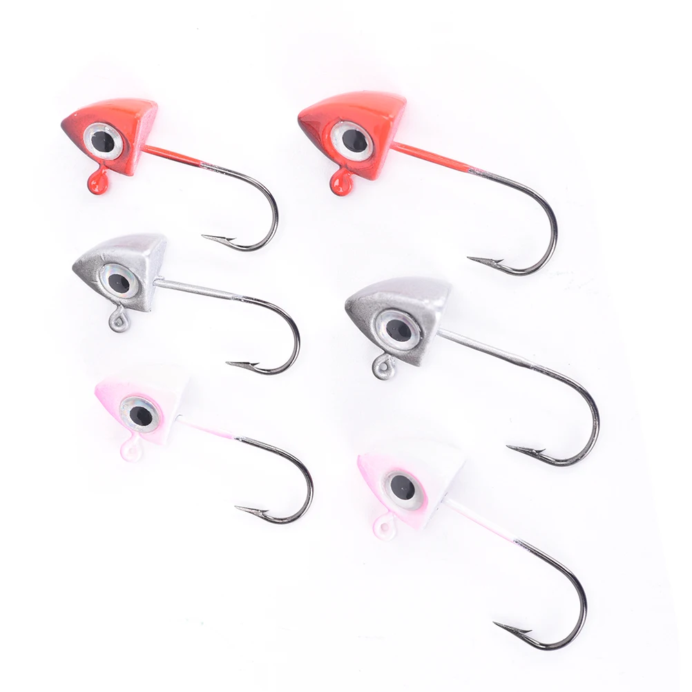 5pcs/lot 2g 3g 3 Colors 3D Eyes Lead Jig Head Barbed Hook Mustad Jigging Hook Fishing Hooks Lead Head Hook
