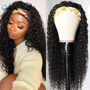 

My Like Curly Headband Wig Afro Kinky Curly Human Hair Wigs Brazilian Remy Jerry Curly Wigs for Black Women Cheap Gluless Wigs