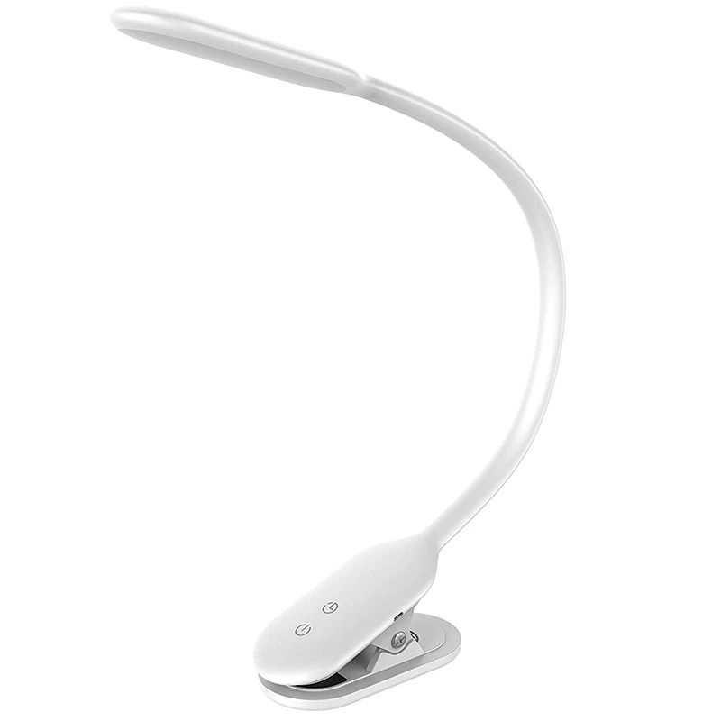 

LED Desk Lamp, Rechargeable Clip on Light Reading Light with Swing Arm,,Clamp Book Light with Eye-Caring Dimmable Light, Press S