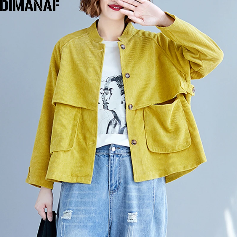 Best  DIMANAF Women Bomber Jacket Coat Big Size Corduroy Thick 2019 Autumn Winter Vintage Female Outerwea