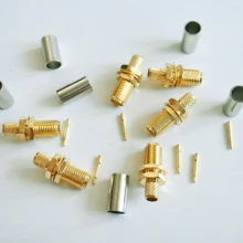 

1Pcs Connector RP-SMA Female Plug Nut Bulkhead Crimp RG58 RG142 LMR195 cable RF Coaxial
