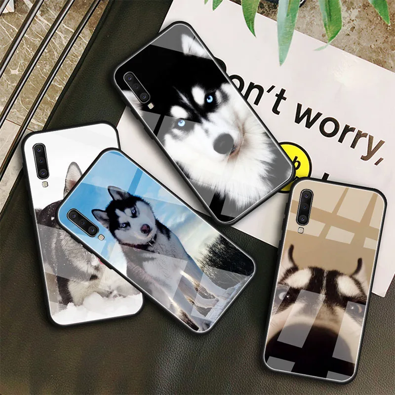 Забавный милый чехол из закаленного стекла Хаски для Samsung Galaxy A10S A10E A20S A20E A30S A40 A50S