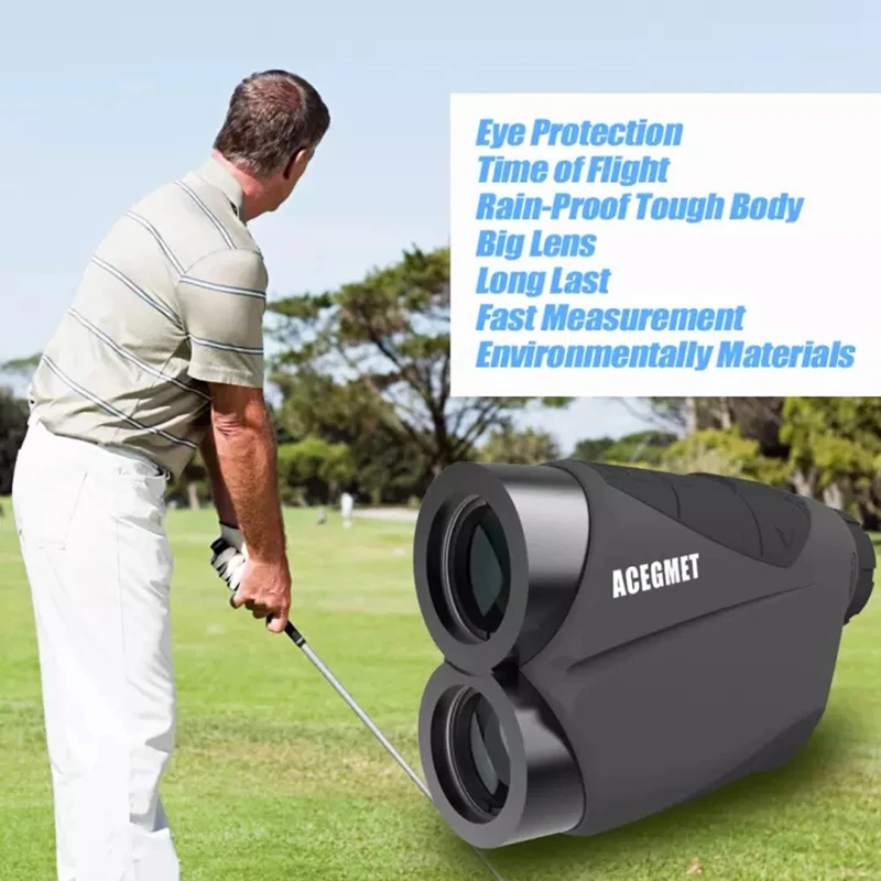 Acegmet Recarregável Golf Laser Rangefinder 600m Bloqueio Bandeira