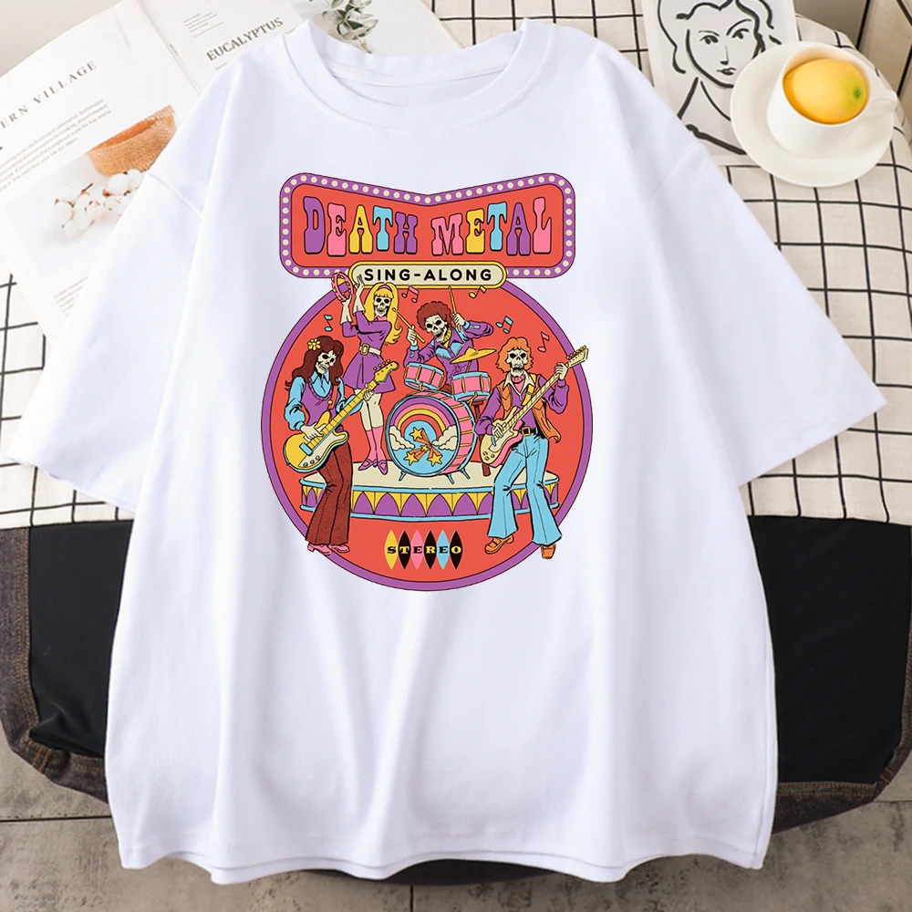 Horror Comics Funny Hip Hop Style Print T Shirts Women Harajuku Soft Tops Fashion Crewneck Tshirt Oversized Soft Female T-Shirts cool t shirts Tees