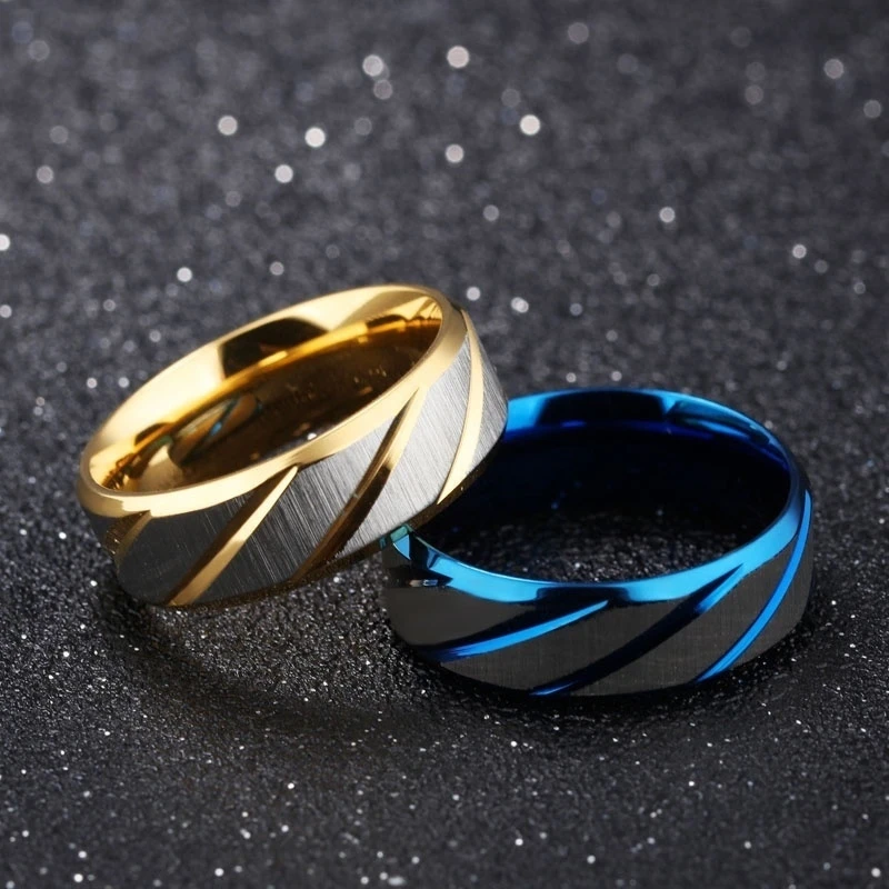 

Stainless Steel 8mmTwill Milled Titanium Steel Fashion Men Women Engagement Wedding Couple Rings for Lovers Anillo de pareja