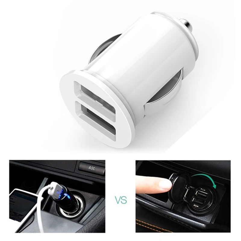 New 12V Power Dual 2 Port USB Mini Bullet Car Charger Adapter for Phone |