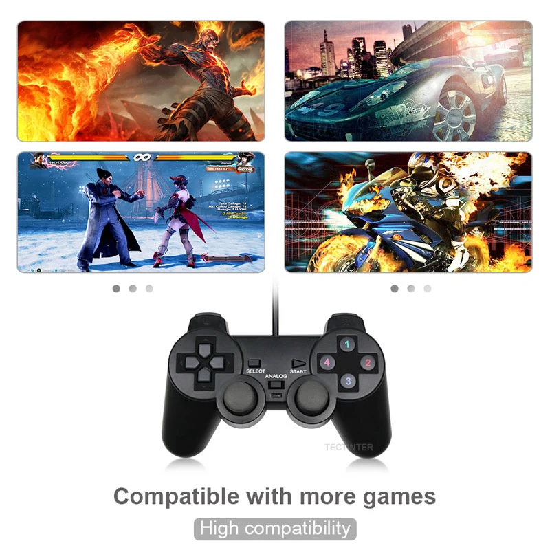 Wired USB PC Game Controller Gamepad For WinXP/Win7/8/10 Joypad For PC Windows Computer Laptop Black Game Joystick