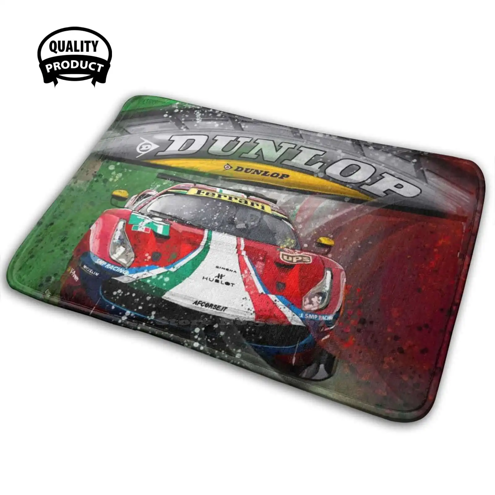Le Mans Ferrari 488 Corse Graffiti Painting Comfortable Door Mat Rug Carpet Cushion Le Mans 24 Hours 488 Wec Mancave Art Car