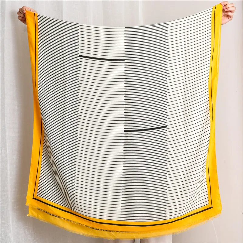 

2019 Spain Fashion Brand Geometric Line Viscose Scarf Women High Quality Print Soft Shawls and Wraps Bandanas Mujer Muslim Hijab