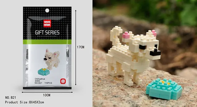 Mini Building Blocks 3D Animal  Diamond Model Micro Bricks Dog Cat Bird Moose Wolf Panda Macaw Toys For Children Birthday Gifts B21